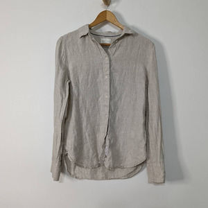 J. Crew Baird McNutt Slim Fit Irish Linen Button Down Blouse Size 2 Preowned